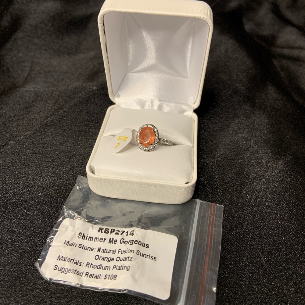 Bomb Party orange “sunrise” quartz ring